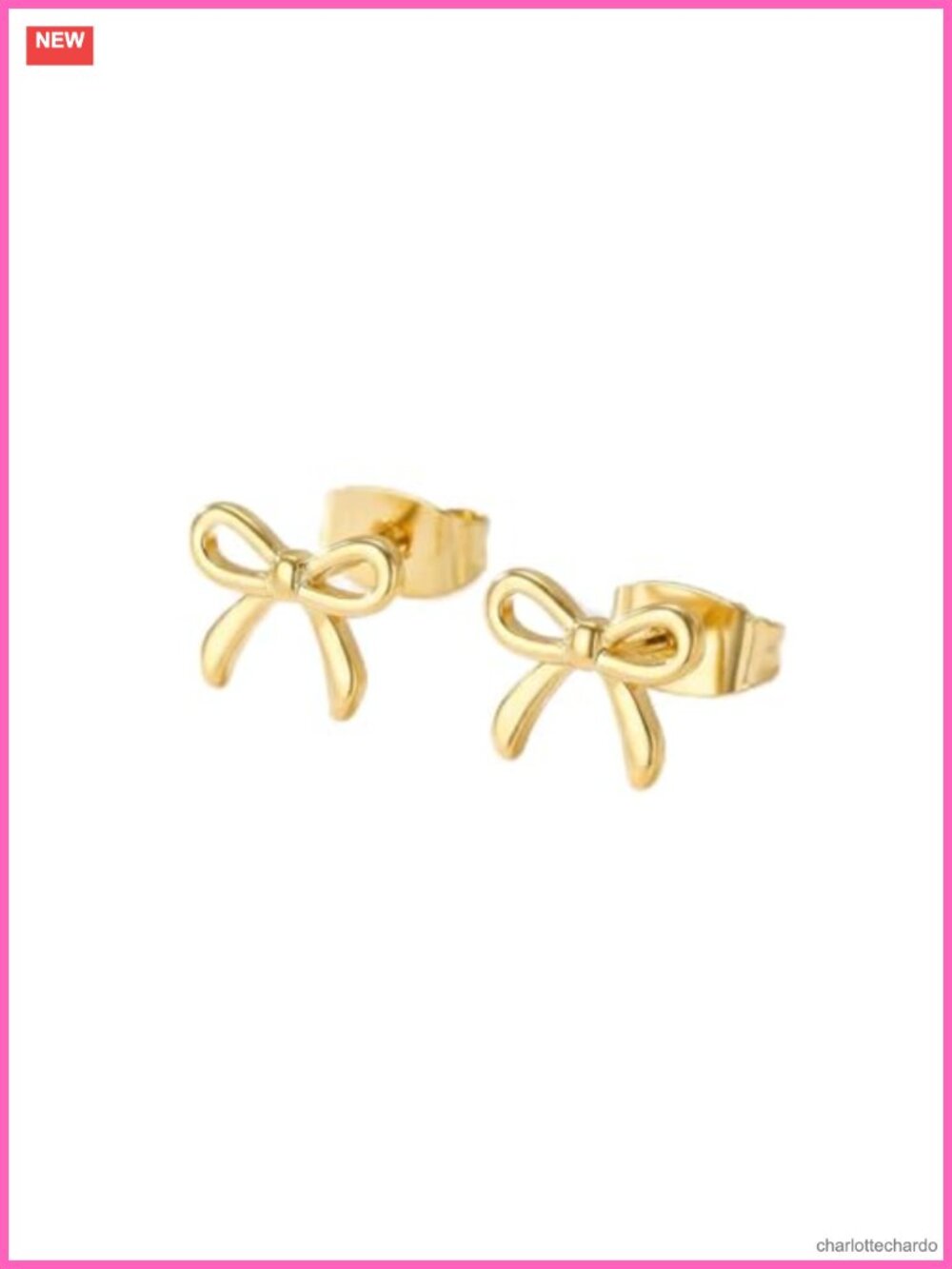 14K Gold Plated Bow Stud Earrings Hypoallergenic Sensitive Ears